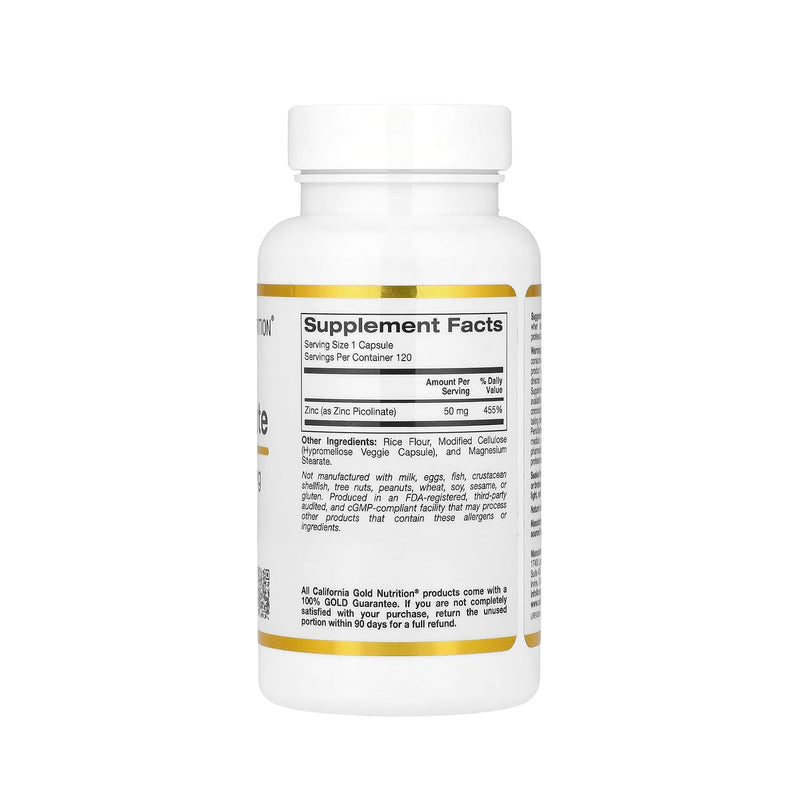 캘리포니아 골드 뉴트리션 아연 피콜리네이트 50mg 120캡슐 - California Gold Nutrition Zinc Picolinate 50mg 120 cap