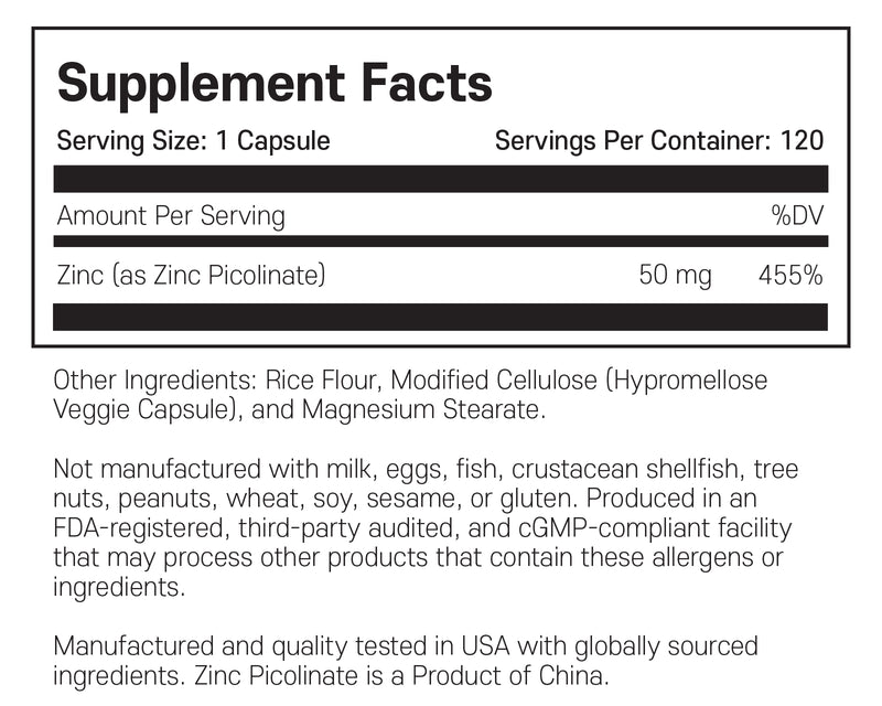 캘리포니아 골드 뉴트리션 아연 피콜리네이트 50mg 120캡슐 - California Gold Nutrition Zinc Picolinate 50mg 120 cap