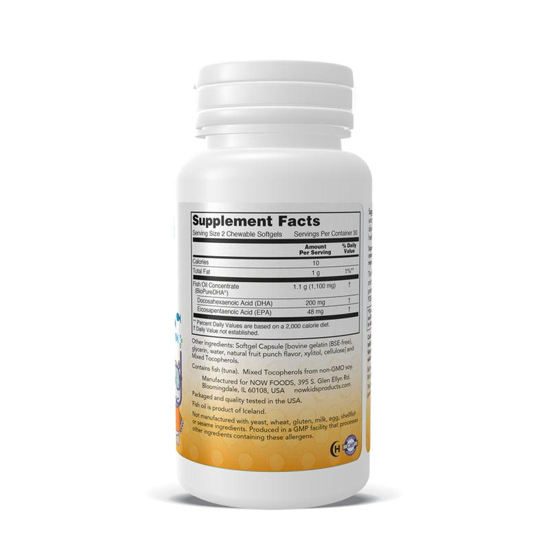 나우푸드 키즈 DHA 피쉬 오일 츄어블 60정 - NOW Foods DHA Kids Fish Oil Chewables 60 Softgel
