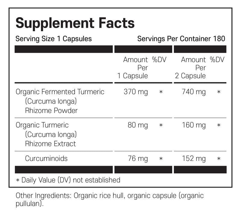 닥터머콜라 유기농 발효 강황 180캡슐 - Dr.Mercola Organic Fermented Turmeric 180 cap