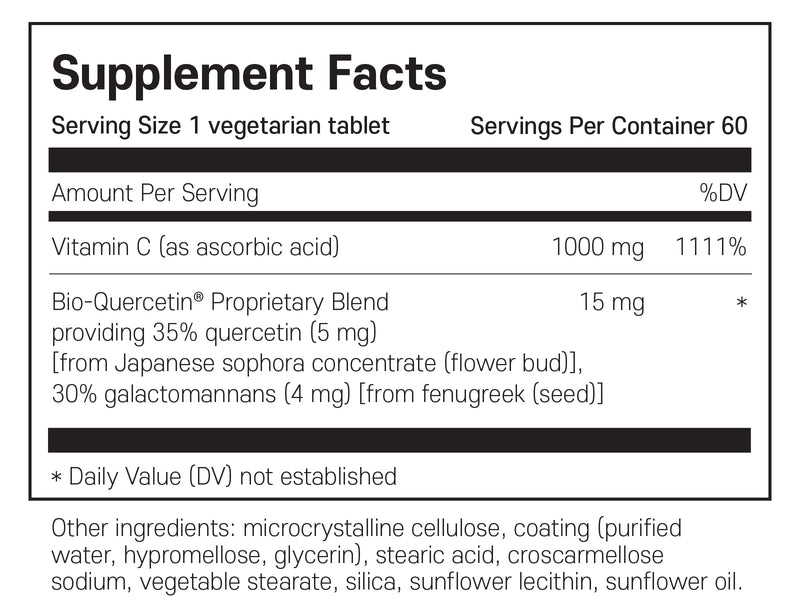 라이프익스텐션 비타민C 케르세틴 포뮬러 60정 - Life Extension Vitamin C and Bio Quercetin 60 vegetarian tab